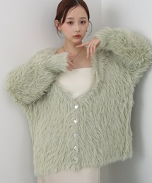 Bab | 【選べる着丈/前後2WAY】ニュアンスハートボタンシャギーニットカーディガン(カーディガン/ボレロ)