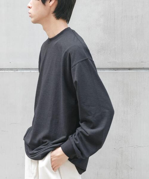 FORK&SPOON（フォークアンドスプーン）の「FORK&SPOON　CAVEボーダーロングスリーブTシャツ（Tシャツ/カットソー・メンズ・チャコールグレー/ベージュ系その他・4/5）」の2枚目の写真