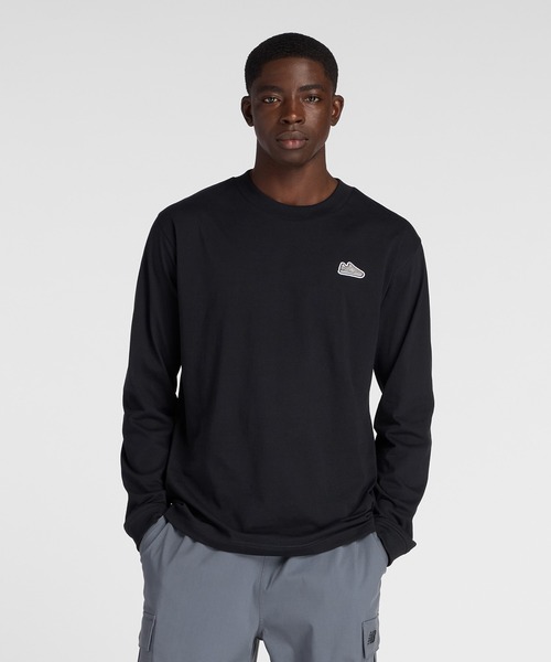 NEW BALANCE(ニューバランス)の「574 シューパッチロングスリーブTシャツ(Tシャツ/カットソー・メンズ・ブラック/ライトグレー/ホワイト・MEDIUM/LARGE/X-LARGE/SMALL/XX-LARGE)」の2枚目の写真