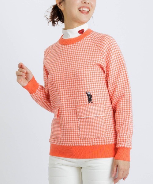 Picone CLUB(ピッコーネクラブ)の「フロントポケット千鳥柄ニット(ニット/セーター・レディース・オレンジ/ベージュ/ブラック・M/S)」の15枚目の写真