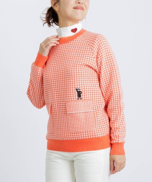 Picone CLUB(ピッコーネクラブ)の「フロントポケット千鳥柄ニット(ニット/セーター・レディース・オレンジ/ベージュ/ブラック・M/S)」の17枚目の写真