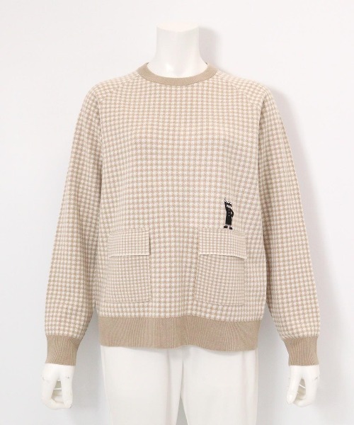 Picone CLUB(ピッコーネクラブ)の「フロントポケット千鳥柄ニット(ニット/セーター・レディース・オレンジ/ベージュ/ブラック・M/S)」の11枚目の写真