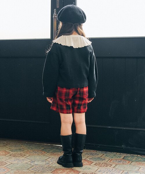 apres les cours（アプレレクール）の「【WEB限定/ジュニア対応】ハートボタンカーディガン（カーディガン/ボレロ・キッズ・キャメル/レッド/ラベンダー/ブラック/アイボリー・110/120/130/140/80/90/100）」の7枚目の写真