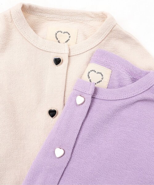 apres les cours（アプレレクール）の「【WEB限定/ジュニア対応】ハートボタンカーディガン（カーディガン/ボレロ・キッズ・キャメル/レッド/ラベンダー/ブラック/アイボリー・110/120/130/140/80/90/100）」の14枚目の写真