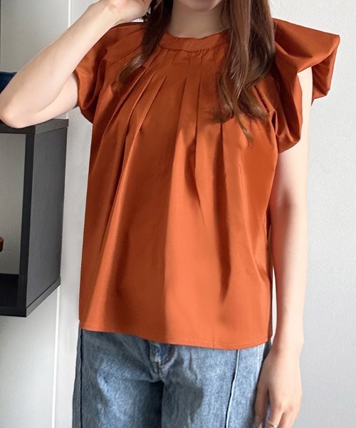 Doux Belle(ドゥーベル)の「フレンチスリーブブラウス(シャツ/ブラウス・レディース・ホワイト/ブラウン/ブラック・MEDIUM)」の3枚目の写真