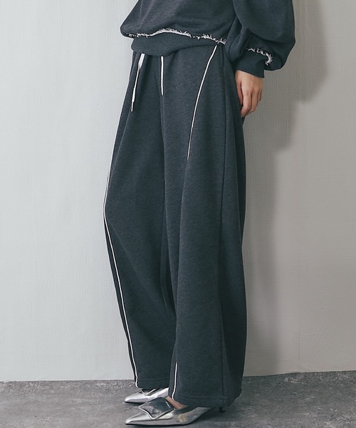 Using様 セットアップ可ヘザーエステルワイドパンツ（スラックス