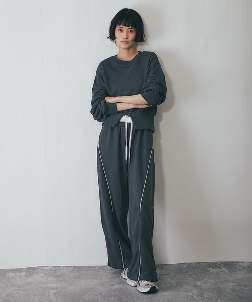 セットアップ可裏毛カーブラインワイドパンツ（その他パンツ