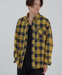 チカキサダ チェックブラウス 黄色 hx-gl-008.jpg