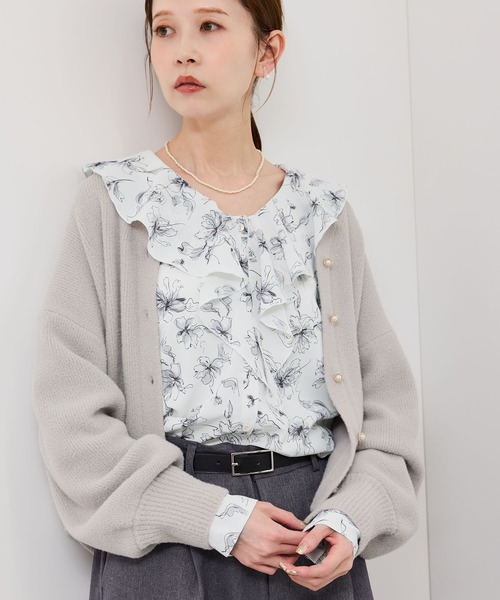 ROPE' PICNIC（ロペピクニック）の「花柄ラッフルデザインブラウス（シャツ/ブラウス・レディース・グレー/ダークブラウン・FREE）」の22枚目の写真
