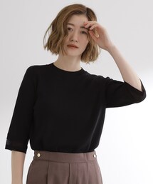 grove | 【ひんやり多機能】やわらかドライタッチ 袖口シアードッキングプルオーバー(ニット/セーター)