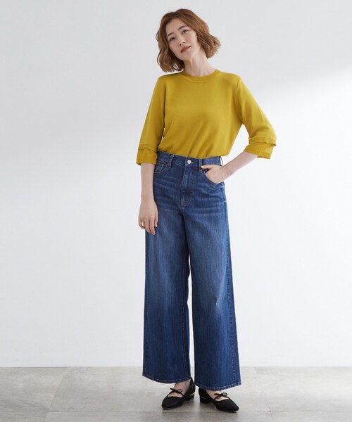 grove（グローブ）の「【ひんやり多機能】やわらかドライタッチ 袖口シアードッキングプルオーバー（ニット/セーター・レディース・イエロー/ダークブラウン/ワインレッド/ブラック/アイボリー・03/02/01/04/05）」の8枚目の写真