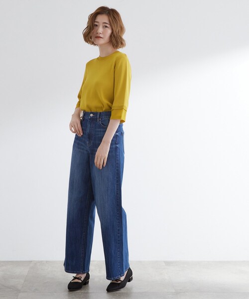 grove（グローブ）の「【ひんやり多機能】やわらかドライタッチ 袖口シアードッキングプルオーバー（ニット/セーター・レディース・イエロー/ダークブラウン/ワインレッド/ブラック/アイボリー・03/02/01/04/05）」の9枚目の写真