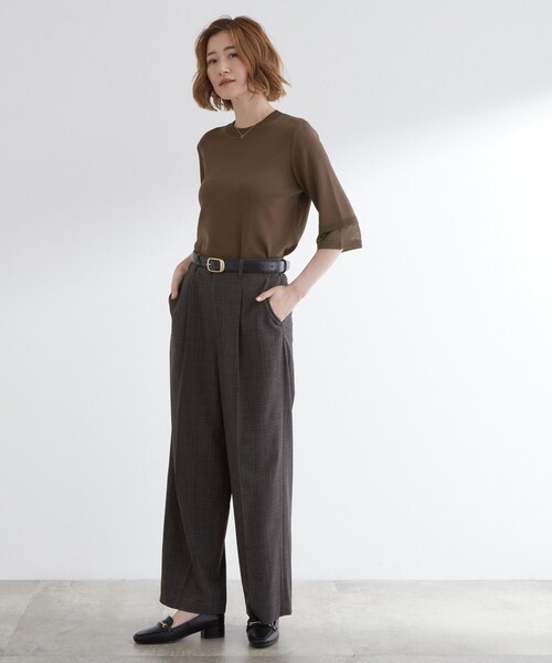 grove（グローブ）の「【ひんやり多機能】やわらかドライタッチ 袖口シアードッキングプルオーバー（ニット/セーター・レディース・イエロー/ダークブラウン/ワインレッド/ブラック/アイボリー・03/02/01/04/05）」の12枚目の写真