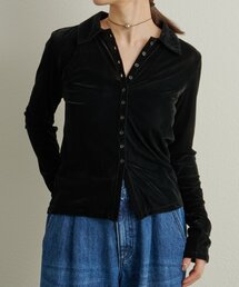 Omekashi | シアーベロア襟付きカーディガン(Tシャツ/カットソー)