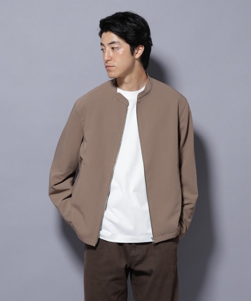【限定値下げ】NANO UNIVERSE ベージュ シングルライダースジャケット セール】TR シングルライダースブルゾン（ライダースジャケット