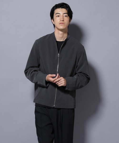 NANO universe(ナノユニバース)の「TR シングルライダースブルゾン(ライダースジャケット・メンズ・ブラック/チャコール/ベージュ・L/M/S)」の1枚目の写真