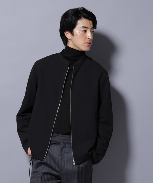 NANO universe(ナノユニバース)の「TR シングルライダースブルゾン(ライダースジャケット・メンズ・ブラック/チャコール/ベージュ・L/M/S)」の2枚目の写真