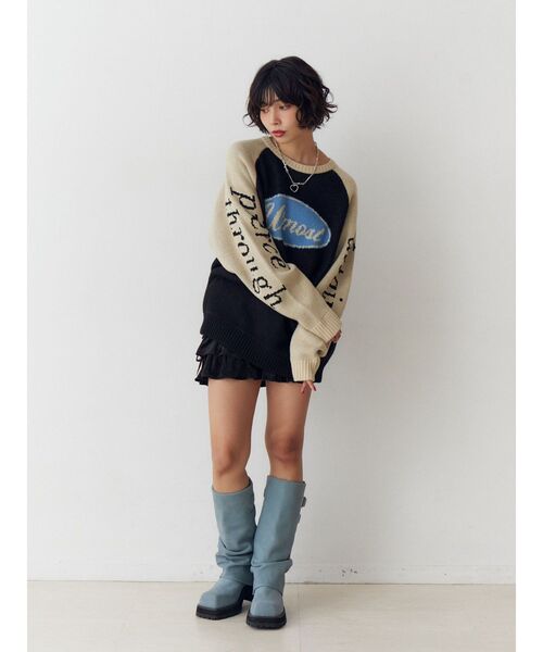 jouetie（ジュエティ）の「ラグランロゴルーズニット（ニット/セーター・レディース・アイボリー/ブラック/グレー・MEDIUM）」の10枚目の写真