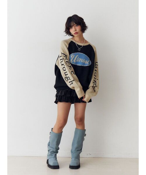 jouetie（ジュエティ）の「ラグランロゴルーズニット（ニット/セーター・レディース・アイボリー/ブラック/グレー・MEDIUM）」の11枚目の写真