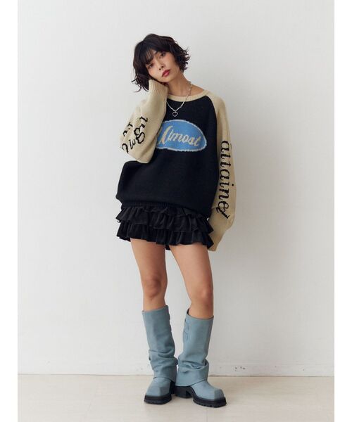 jouetie（ジュエティ）の「ラグランロゴルーズニット（ニット/セーター・レディース・アイボリー/ブラック/グレー・MEDIUM）」の12枚目の写真