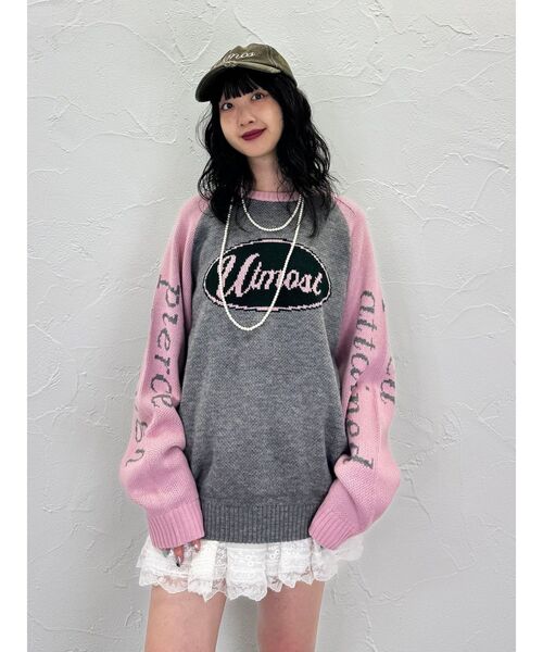 jouetie（ジュエティ）の「ラグランロゴルーズニット（ニット/セーター・レディース・アイボリー/ブラック/グレー・MEDIUM）」の13枚目の写真