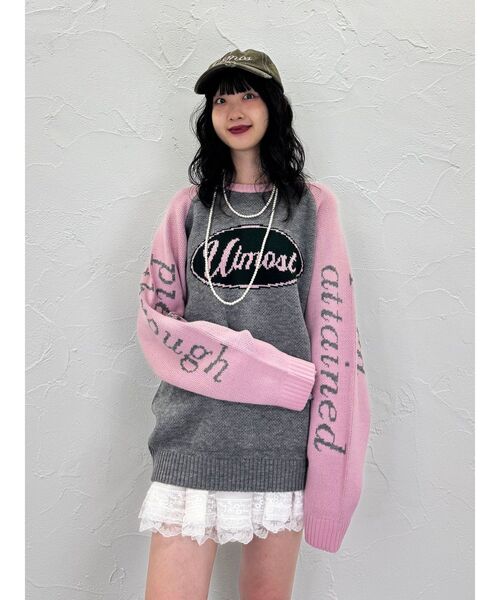 jouetie（ジュエティ）の「ラグランロゴルーズニット（ニット/セーター・レディース・アイボリー/ブラック/グレー・MEDIUM）」の14枚目の写真