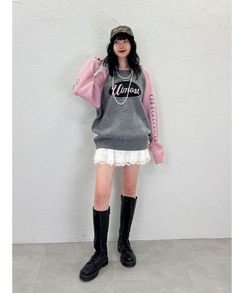 jouetie（ジュエティ）の「ラグランロゴルーズニット（ニット/セーター・レディース・アイボリー/ブラック/グレー・MEDIUM）」の15枚目の写真