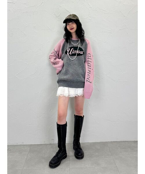 jouetie（ジュエティ）の「ラグランロゴルーズニット（ニット/セーター・レディース・アイボリー/ブラック/グレー・MEDIUM）」の16枚目の写真