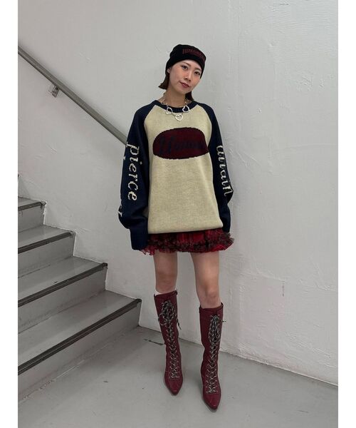 jouetie（ジュエティ）の「ラグランロゴルーズニット（ニット/セーター・レディース・アイボリー/ブラック/グレー・MEDIUM）」の17枚目の写真