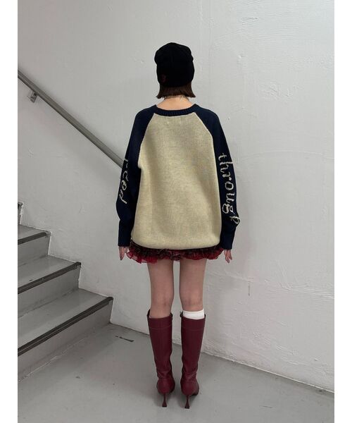 jouetie（ジュエティ）の「ラグランロゴルーズニット（ニット/セーター・レディース・アイボリー/ブラック/グレー・MEDIUM）」の18枚目の写真