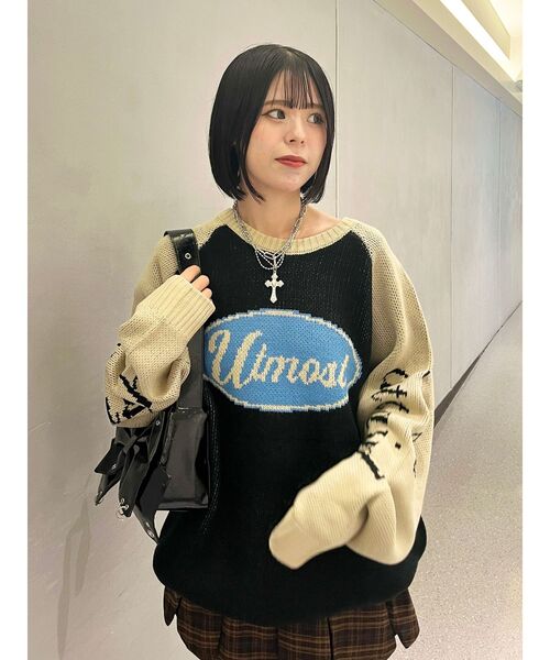 jouetie（ジュエティ）の「ラグランロゴルーズニット（ニット/セーター・レディース・アイボリー/ブラック/グレー・MEDIUM）」の19枚目の写真