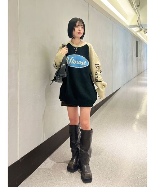 jouetie（ジュエティ）の「ラグランロゴルーズニット（ニット/セーター・レディース・アイボリー/ブラック/グレー・MEDIUM）」の20枚目の写真