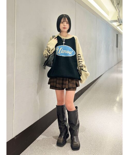 jouetie（ジュエティ）の「ラグランロゴルーズニット（ニット/セーター・レディース・アイボリー/ブラック/グレー・MEDIUM）」の21枚目の写真