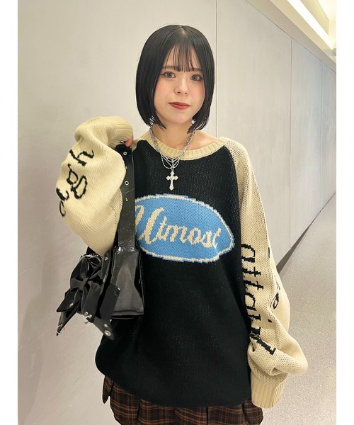 jouetie（ジュエティ）の「ラグランロゴルーズニット（ニット/セーター・レディース・アイボリー/ブラック/グレー・MEDIUM）」の3枚目の写真