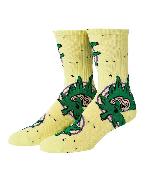 HUF（ハフ）の「GREEN BUDDY HYPNOSIS SOCKS（ソックス/靴下・メンズ・ホワイト/ブラック/イエロー・O/S）」の3枚目の写真