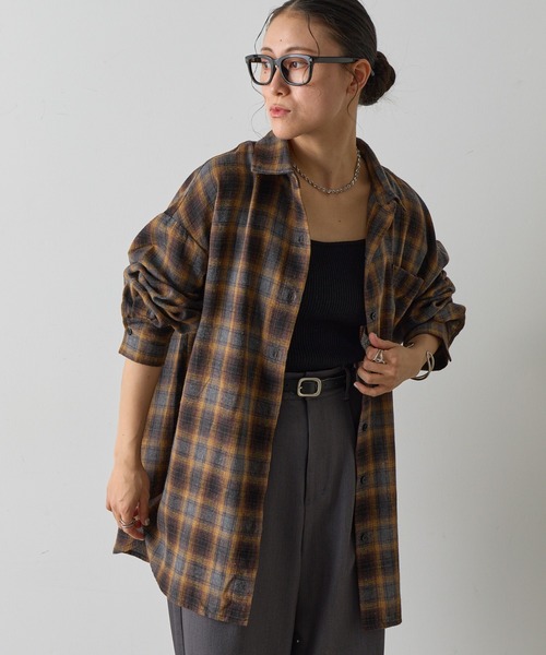 COLONY 2139（コロニートゥーワンスリーナイン）の「ライトフランネルチェックオーバーシャツ（シャツ/ブラウス・レディース・グレー/ブラック/ブラウン・FREE）」の3枚目の写真