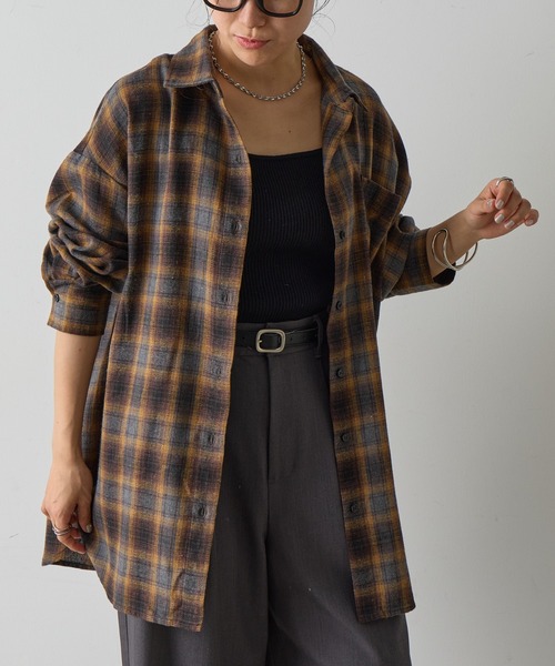 COLONY 2139（コロニートゥーワンスリーナイン）の「ライトフランネルチェックオーバーシャツ（シャツ/ブラウス・レディース・グレー/ブラック/ブラウン・FREE）」の12枚目の写真