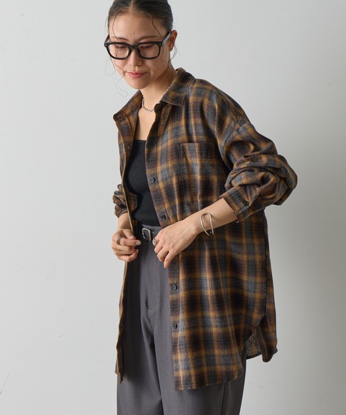 COLONY 2139（コロニートゥーワンスリーナイン）の「ライトフランネルチェックオーバーシャツ（シャツ/ブラウス・レディース・グレー/ブラック/ブラウン・FREE）」の13枚目の写真