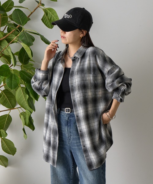 COLONY 2139（コロニートゥーワンスリーナイン）の「ライトフランネルチェックオーバーシャツ（シャツ/ブラウス・レディース・グレー/ブラック/ブラウン・FREE）」の5枚目の写真