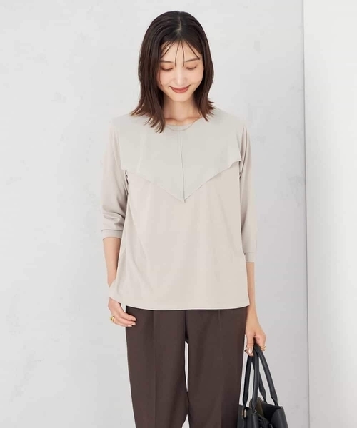 a.v.v(アーヴェヴェ)の「シアーラッフルトップス(Tシャツ/カットソー・レディース・ブラック/グレー系その他/グリーン/ピンク・38/36/40)」の2枚目の写真