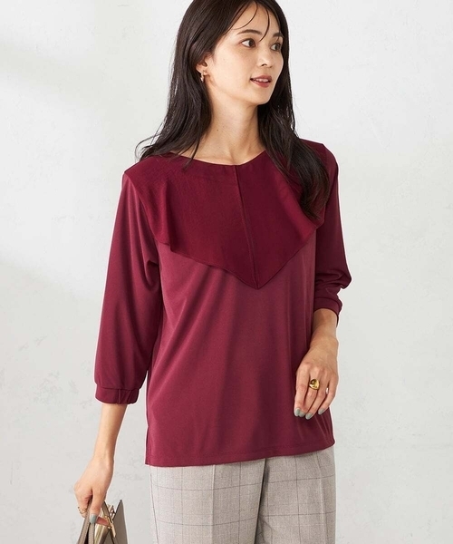 a.v.v(アーヴェヴェ)の「シアーラッフルトップス(Tシャツ/カットソー・レディース・ブラック/グレー系その他/グリーン/ピンク・38/36/40)」の4枚目の写真