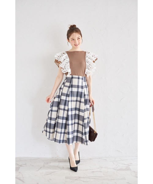 tocco closet(トッコ クローゼット)の「【ZOZO限定】リボンレース×オーガンジーフリルスリーブリブニットトップス(Tシャツ/カットソー・レディース・ネイビー/ブラック/モカ・M)」の13枚目の写真