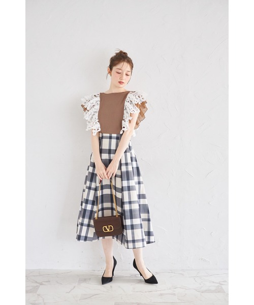 tocco closet(トッコ クローゼット)の「【ZOZO限定】リボンレース×オーガンジーフリルスリーブリブニットトップス(Tシャツ/カットソー・レディース・ネイビー/ブラック/モカ・M)」の14枚目の写真
