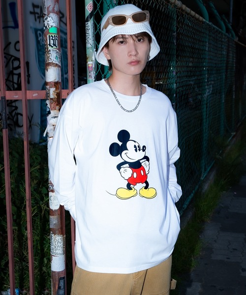 セール】【MICKEY MOUSE】ミッキーマウス オーバーサイズ 長袖Tシャツ