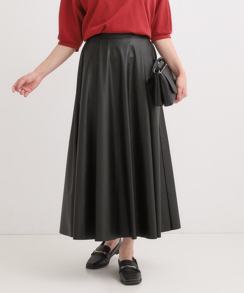セール】【S-LL】大人の抜け感 合皮フレアスカート（スカート