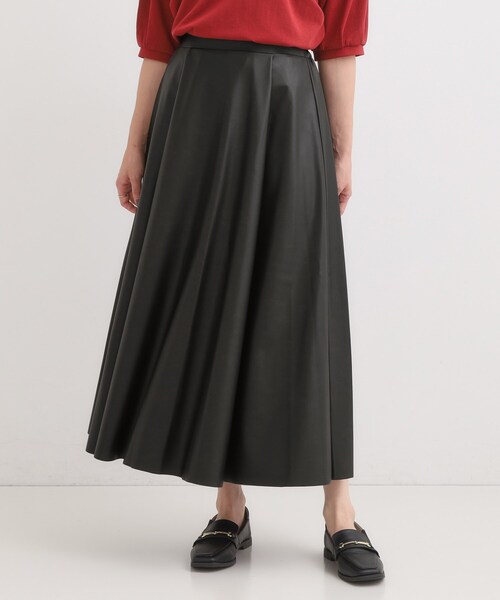 セール】【S-LL】大人の抜け感 合皮フレアスカート（スカート
