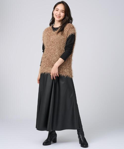 DRESKIP（ドレスキップ）の「【S-LL】大人の抜け感 合皮フレアスカート（スカート・レディース・ブラック/ベージュ・04/03/02/01）」の18枚目の写真