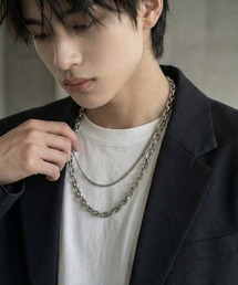 VIBGYOR | 【IZU】 2連チェーンネックレス メンズ レディース ユニセックス シルバー 太チェーン 細チェーン レイヤード 韓国ファッション ストリート系 アクセサリー(ネックレス)