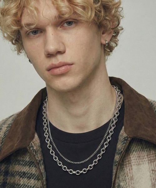 【海外限定】 Man 韓国 1st ポップアップ ネックレス IZU】 2連チェーンネックレス メンズ レディース ユニセックス