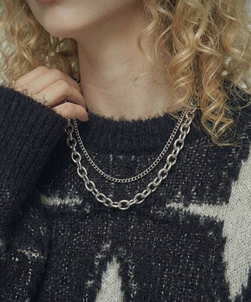 IZU】 2連チェーンネックレス メンズ レディース ユニセックス